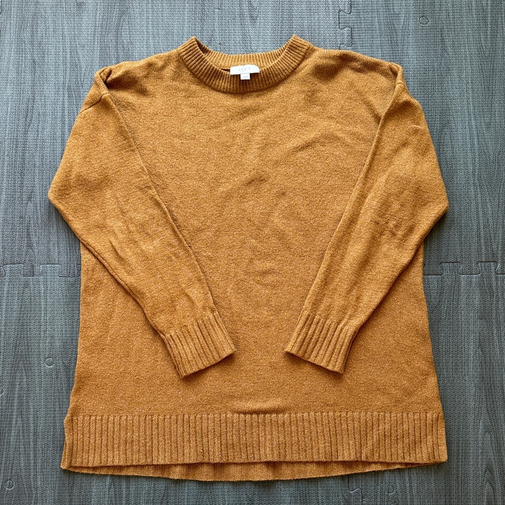 LOFT Ribbed Crewneck Sweater - Mustard Brown